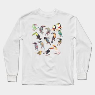 A Flock of Watercolor Toucans Long Sleeve T-Shirt